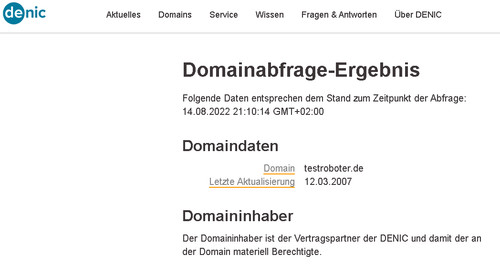 Domain testroboter.de